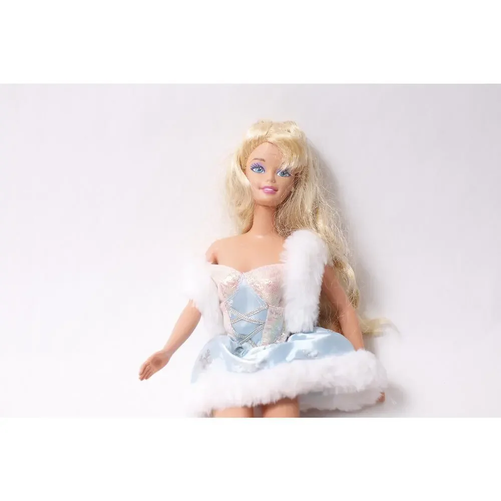 Mattel Barbie Blonde Doll wearing Blue White Winter Mini Dress ~ 260214-WH 978